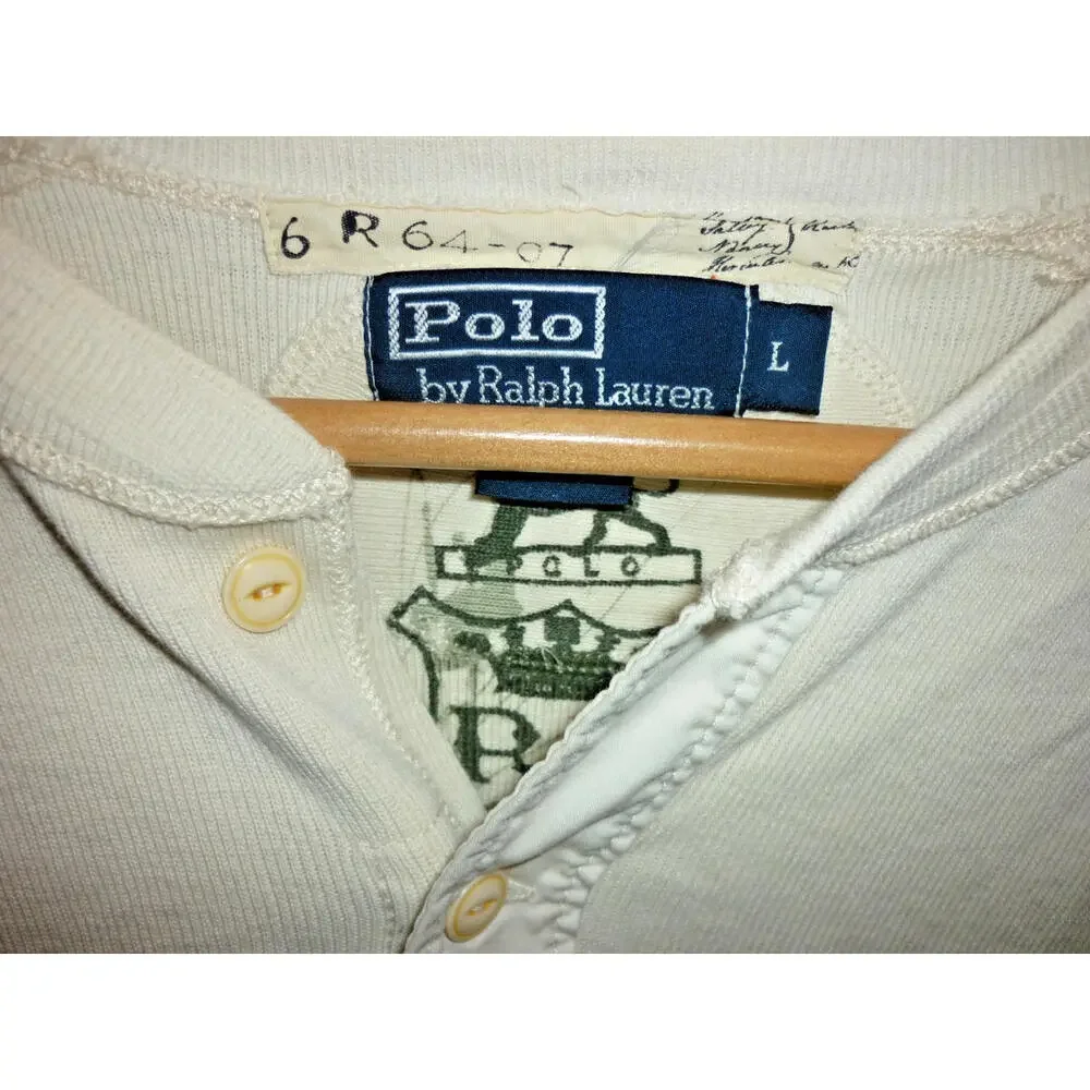 Vintage Polo Ralph Lauren Men’s R64 836 Tee Henley Ribbing Y2K Shirt Large L - Picture 2 of 9